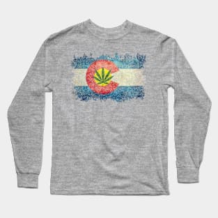 Colorado flag with Marijuana Long Sleeve T-Shirt